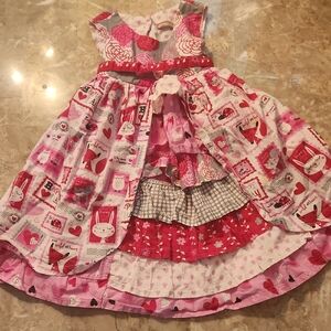 Jelly The Pug Pink and Red Kids Casual Dress